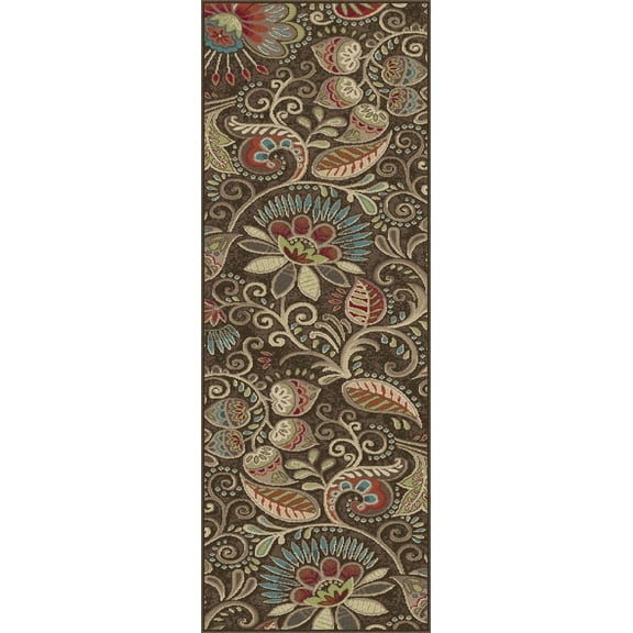 Tayse Area Rugs: Capri Rug: CPR1010 Brown: 2'3'' x 7'7'' Runner