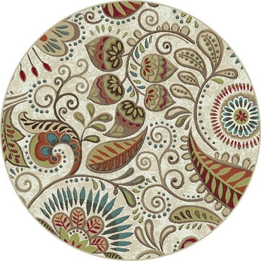 Tayse Area Rugs: Capri Rug: CPR1011 Ivory: 5'3'' Round