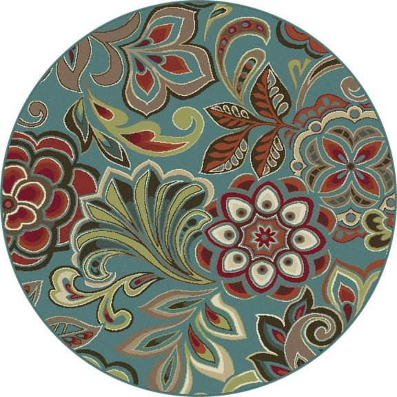 Tayse Area Rugs: Deco Rug: DCO1023 Blue: 5'3'' Round