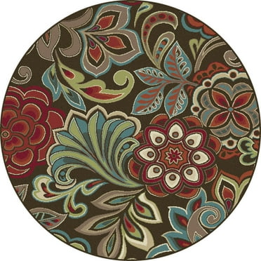 Tayse Area Rugs: Deco Rug: DCO1024 Brown: 5'3'' Round