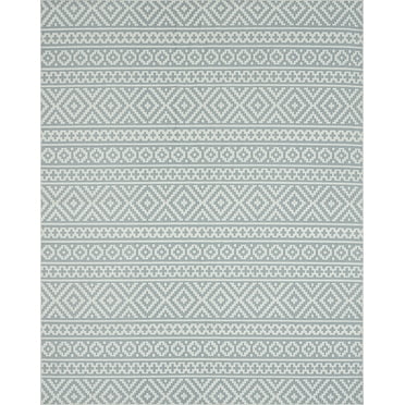 Tayse Breeze Area Rug BRZ1106 Contemporary Blue Outdoor Banded 5' 3" x 7' 3" Rectangle