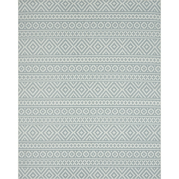 Tayse Breeze Area Rug BRZ1106 Contemporary Blue Outdoor Banded 5' 3" x 7' 3" Rectangle