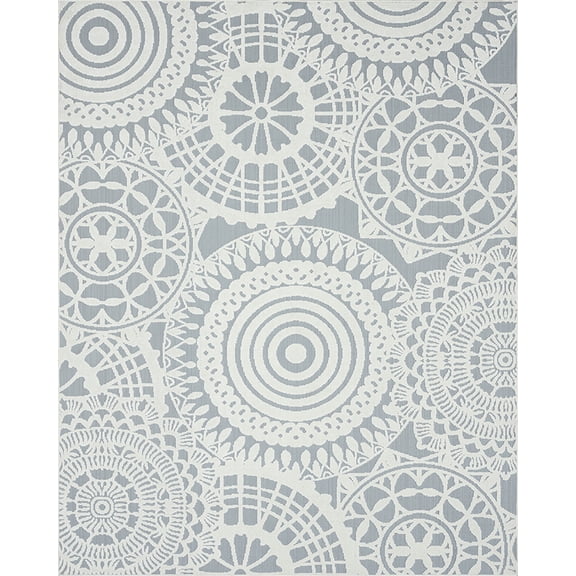 Tayse Breeze Area Rug BRZ1306 Transitional Blue Rings Loops 5' 3" x 7' 3" Rectangle