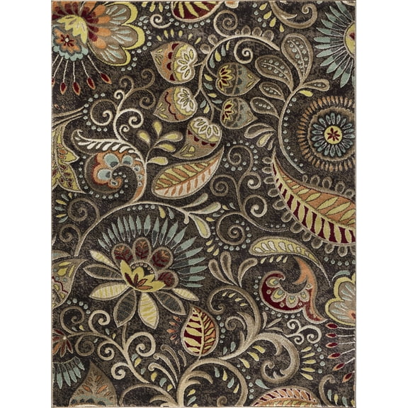 Tayse Capri Area Rug CPR1010 Contemporary Brown Bulbs Scrolls 3' 11'' x 5'3'' Rectangle