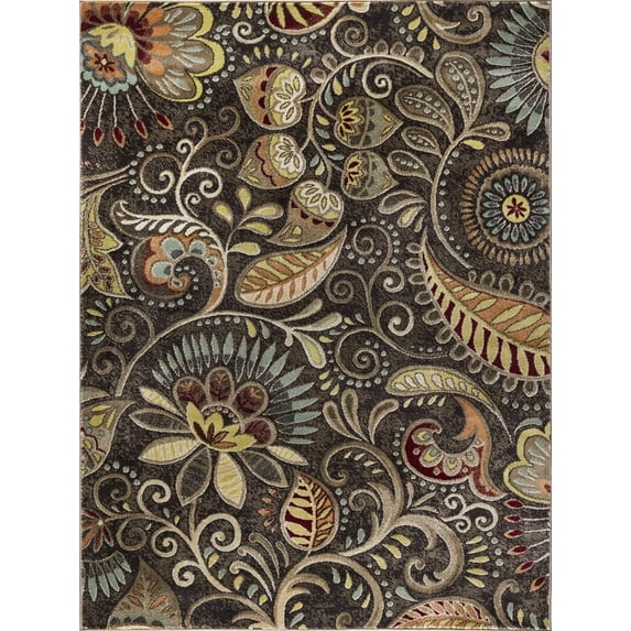 Tayse Capri Area Rug CPR1010 Contemporary Brown Bulbs Scrolls 9' 3" x 12' 6" Rectangle