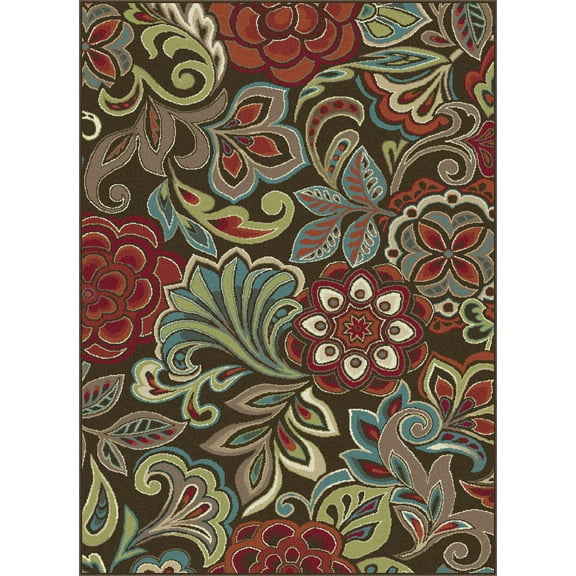 Tayse Deco Area Rug DCO1024 Transitional Brown Flowers Paisley 2' x 3' Rectangle
