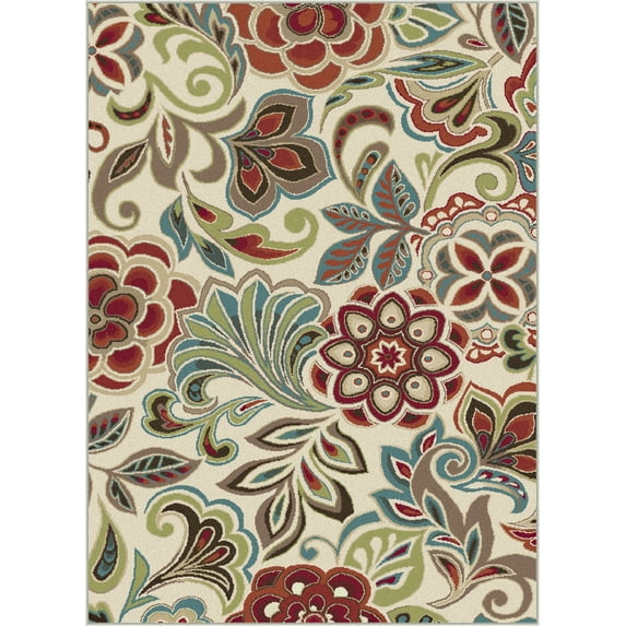 Tayse Deco Area Rug DCO1025 Transitional Ivory Flowers Paisley 2' 3" x 7' 3" Rectangle