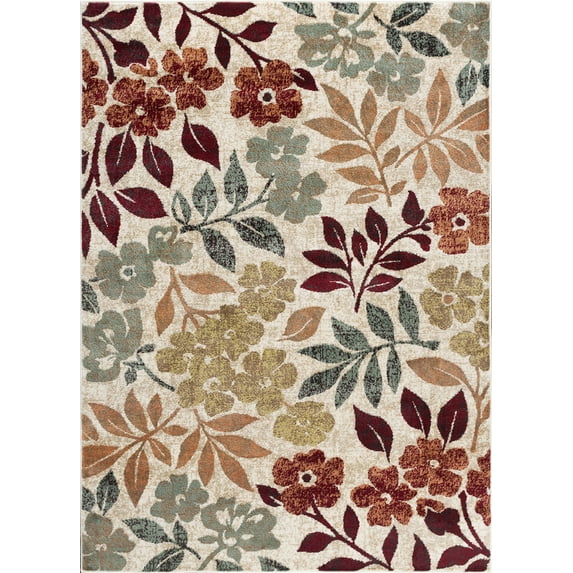 Tayse Deco Area Rug DCO1317 Transitional Cream Vines Bulbs 2' x 3' Rectangle