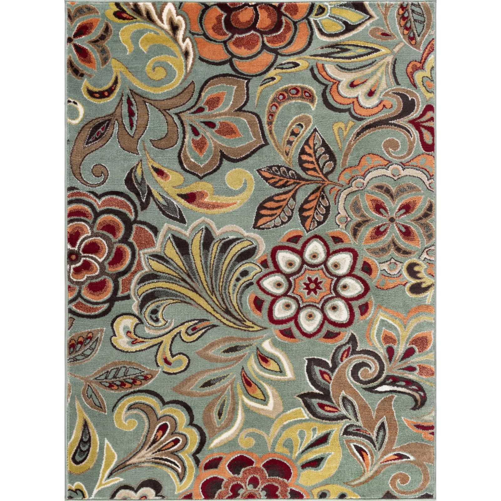 Deco Collection Seafoam Green 8' x 10' Easy Care Area Rug