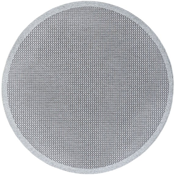 Tayse Denver Area Rug DEN1004 Contemporary Light Gray Banded Thin 5' 3" x 5' 3" Round