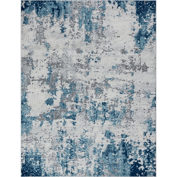Tayse Diamond Area Rug DIA1101 Contemporary Blue Faded Worn 3' 3" x 4' 11" Rectangle