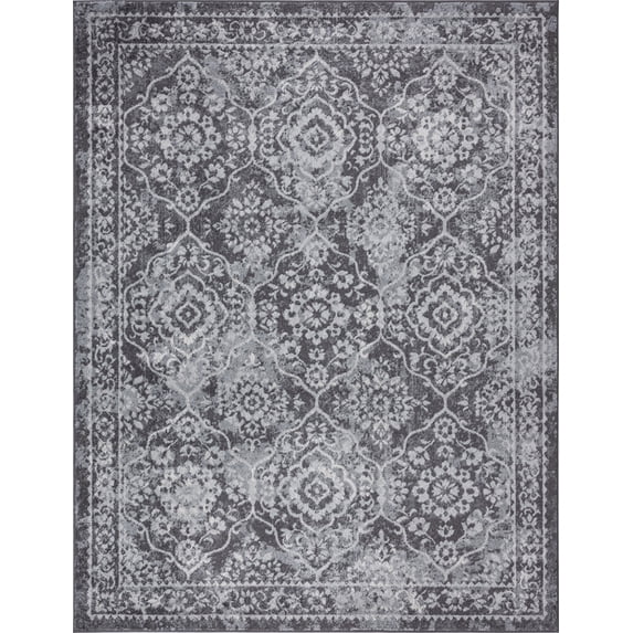 Tayse Diamond Area Rug DIA1200 Transitional Gray Bulbs Scrolls 8' 9" x 12' 2" Rectangle