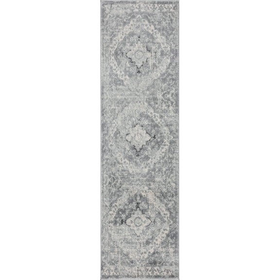 Tayse Diamond Area Rug DIA1300 Traditional Gray Rounded Bulbs 2' 2" x 7' 3" Rectangle