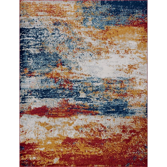 Tayse Diamond Area Rug DIA1500 Contemporary Multi-Color Faded Shaded 5' 3" x 7' 3" Rectangle