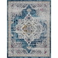 thumbnail image 1 of Tayse Diamond Area Rug DIA1800 Traditional Blue Vintage Bulbs 3' 11'' x 5'3'' Rectangle, 1 of 2