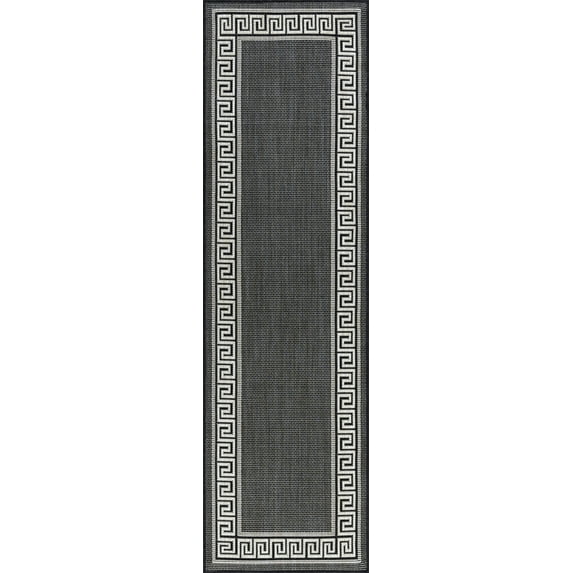 Tayse Eco Area Rug ECO1000 Transitional Black Banded Rows 2' 2" x 7' 3" Rectangle
