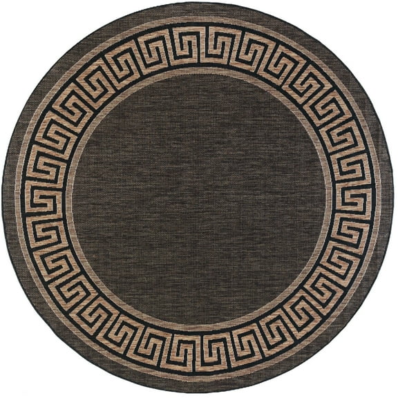 Tayse Eco Area Rug ECO1001 Transitional Black Faded Angled 7' 10 x 7' 10" Round