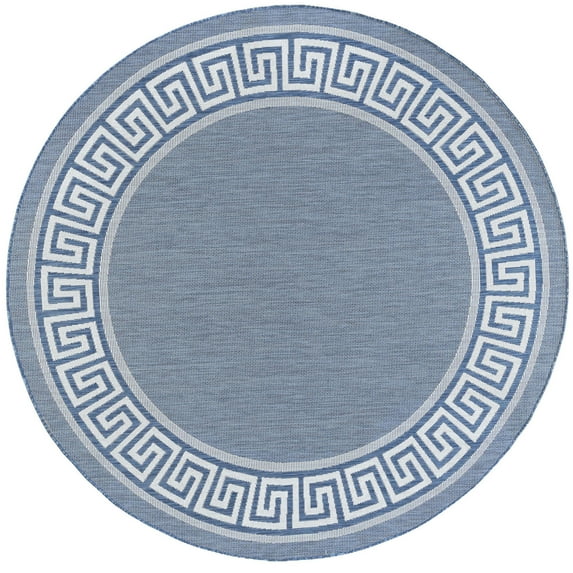 Tayse Eco Area Rug ECO1002 Transitional Blue Angled Baltic 7' 10 x 7' 10" Round