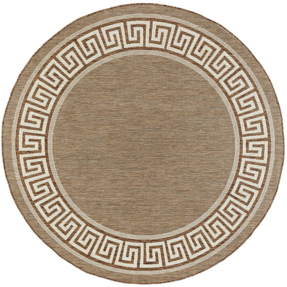 Tayse Eco Area Rug ECO1003 Transitional Gold Faded Shaded 5' 3" x 5' 3" Round