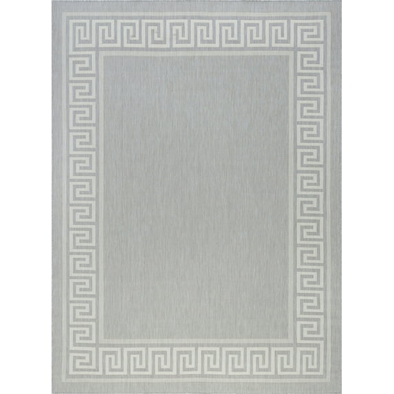 Tayse Eco Area Rug ECO1004 Transitional Gray Angled Curls 5' 3" x 7' 3" Rectangle
