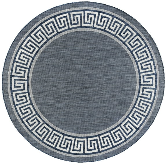Tayse Eco Area Rug ECO1005 Transitional Navy Solid Angled 5' 3" x 5' 3" Round