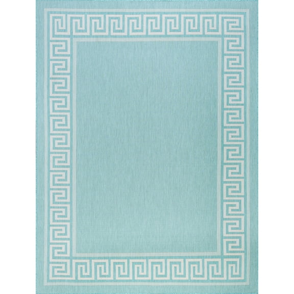 Tayse Eco Area Rug ECO1006 Transitional Aqua Solid Single-Color 5' 3" x 7' 3" Rectangle