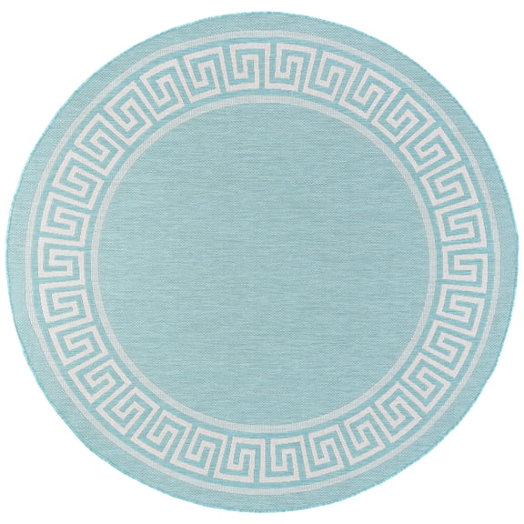 Tayse Eco Area Rug ECO1006 Transitional Aqua Solid Single-Color 7' 10 x 7' 10" Round
