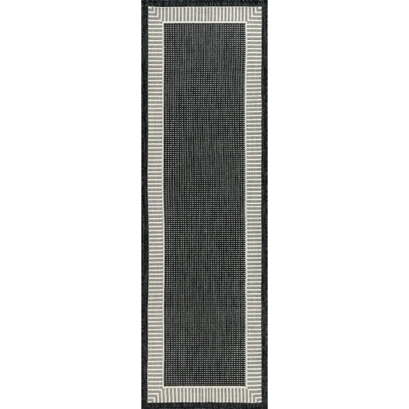 Tayse Eco Area Rug ECO1100 Transitional Black Banded Rows 2' 2" x 7' 3" Rectangle