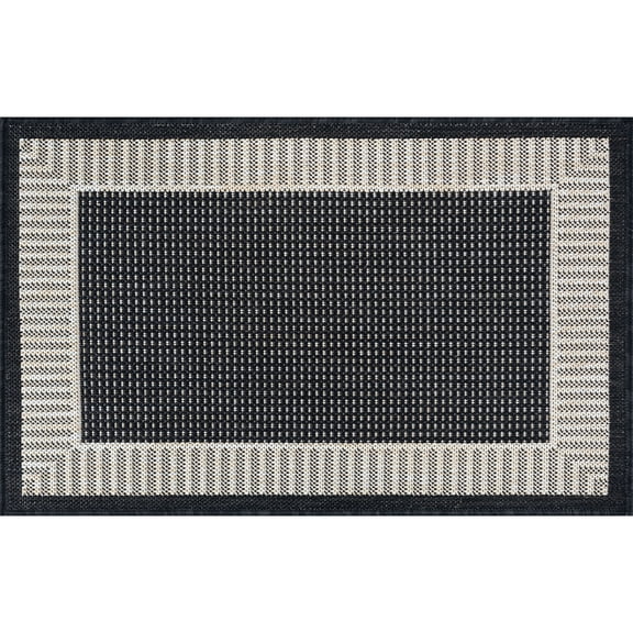 Tayse Eco Area Rug ECO1100 Transitional Black Banded Rows 2' x 2' 11" Rectangle