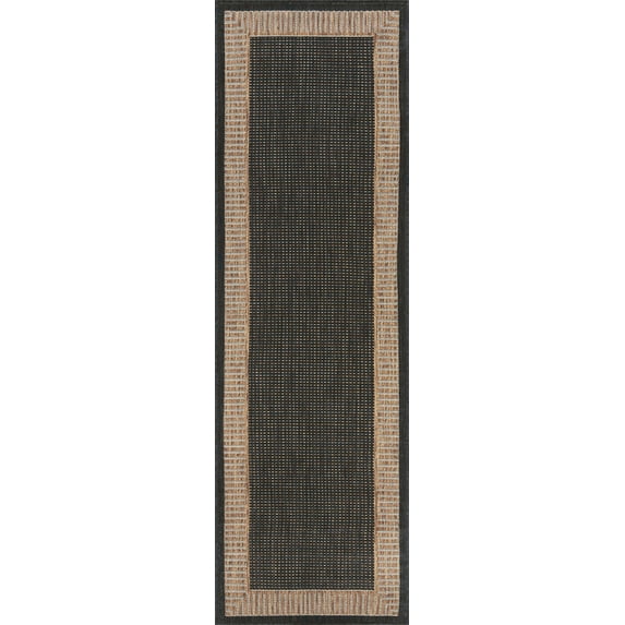 Tayse Eco Area Rug ECO1101 Transitional Black Banded Rows 2' 7" x 9' 10" Rectangle