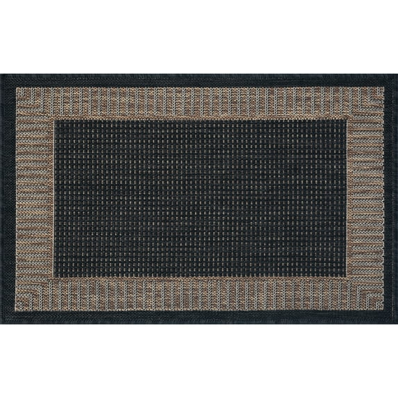 Tayse Eco Area Rug ECO1101 Transitional Black Banded Rows 2' x 2' 11" Rectangle