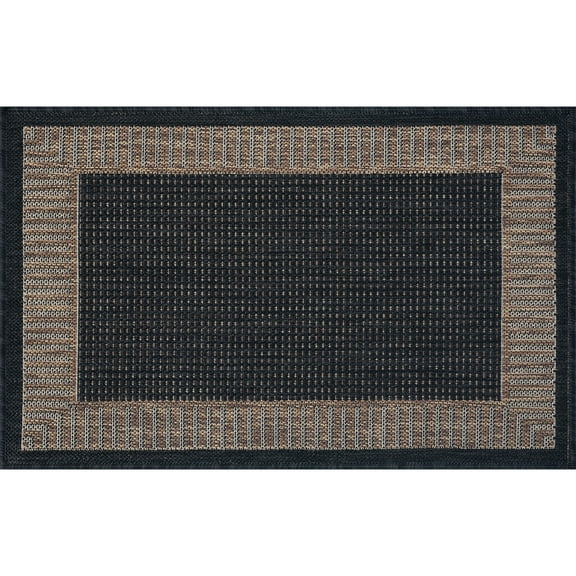 Tayse Eco Area Rug ECO1101 Transitional Black Banded Rows 2' x 2' 11" Rectangle