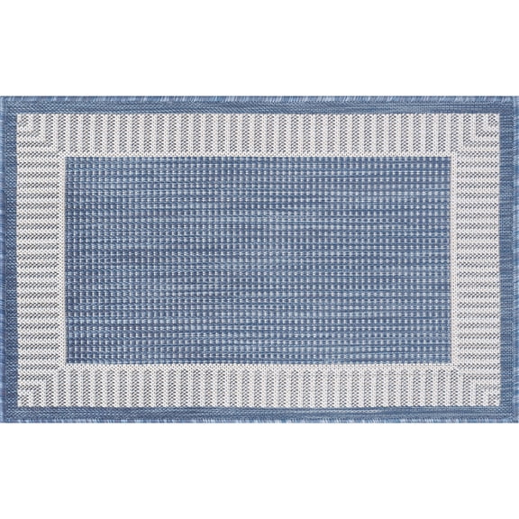 Tayse Eco Area Rug ECO1102 Transitional Blue Banded Lines 2' x 2' 11" Rectangle