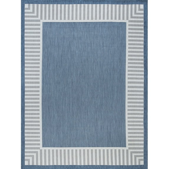 Tayse Eco Area Rug ECO1102 Transitional Blue Banded Lines 7' 10" x 10' 2" Rectangle