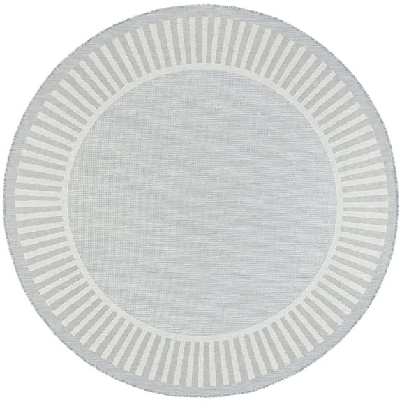 Tayse Eco Area Rug ECO1104 Transitional Gray Lines Banded 5' 3" x 5' 3" Round