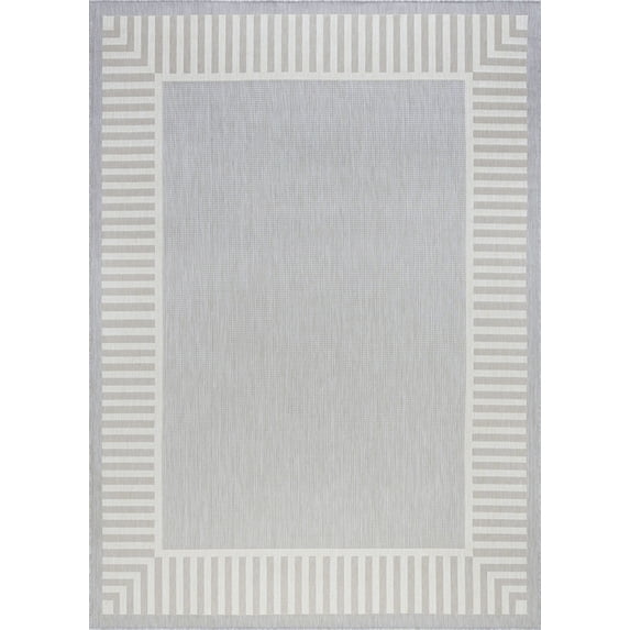 Tayse Eco Area Rug ECO1104 Transitional Gray Lines Banded 5' 3" x 7' 3" Rectangle