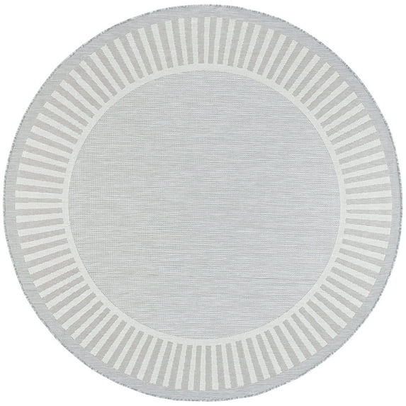 Tayse Eco Area Rug ECO1104 Transitional Gray Lines Banded 7' 10 x 7' 10" Round