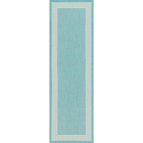 Tayse Eco Area Rug ECO1106 Transitional Aqua Single-Color Solid 2' 7" x 9' 10" Rectangle