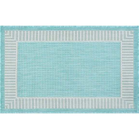Tayse Eco Area Rug ECO1106 Transitional Aqua Single-Color Solid 2' x 2' 11" Rectangle