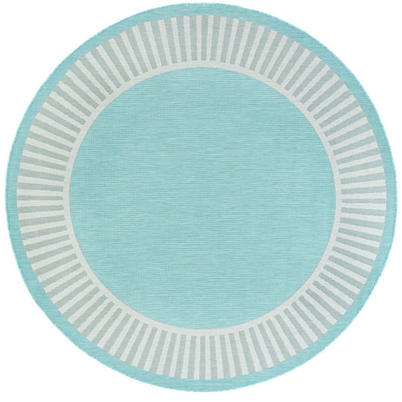 Tayse Eco Area Rug ECO1106 Transitional Aqua Single-Color Solid 5' 3" x 5' 3" Round