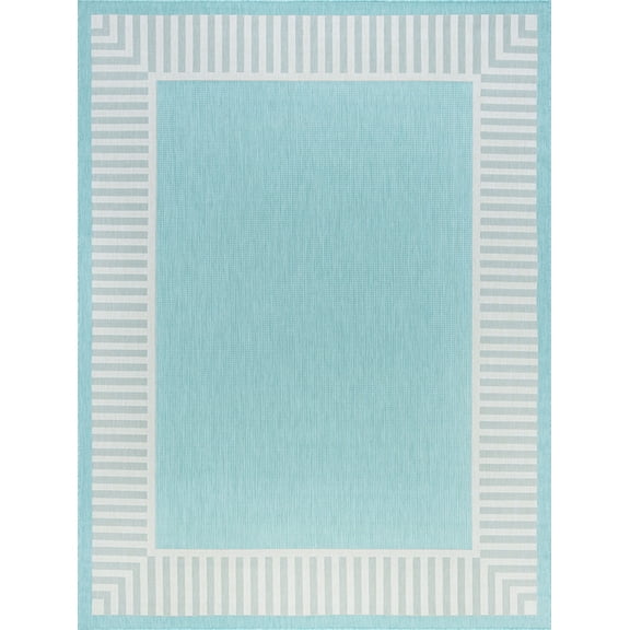 Tayse Eco Area Rug ECO1106 Transitional Aqua Single-Color Solid 5' 3" x 7' 3" Rectangle