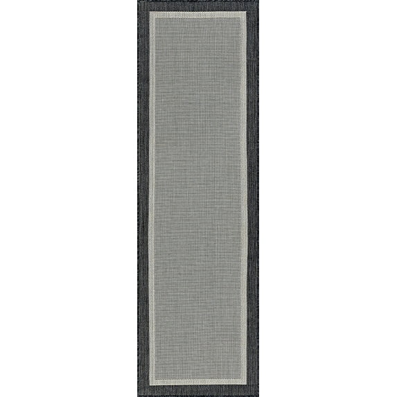 Tayse Eco Area Rug ECO1200 Transitional Black Solid Single-Color 2' 2" x 7' 3" Rectangle