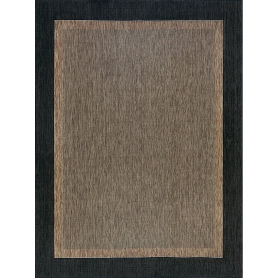 Tayse Eco Area Rug ECO1201 Transitional Black Solid Single-Color 5' 3" x 7' 3" Rectangle