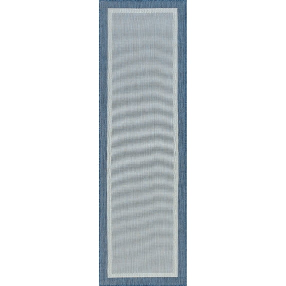 Tayse Eco Area Rug ECO1202 Transitional Blue Banded Rows 2' 7" x 9' 10" Rectangle
