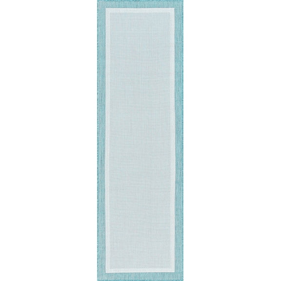 Tayse Eco Area Rug ECO1206 Transitional Aqua Solid Single-Color 2' 2" x 7' 3" Rectangle