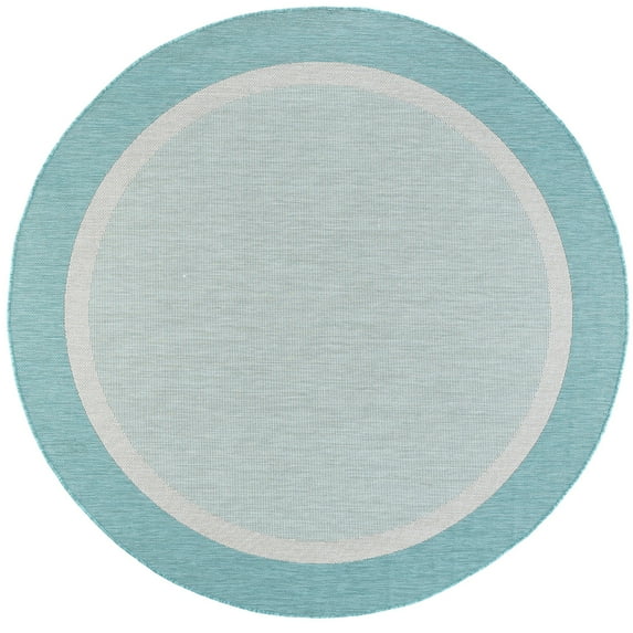 Tayse Eco Area Rug ECO1206 Transitional Aqua Solid Single-Color 5' 3" x 5' 3" Round