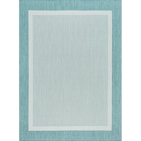 Tayse Eco Area Rug ECO1206 Transitional Aqua Solid Single-Color 5' 3" x 7' 3" Rectangle