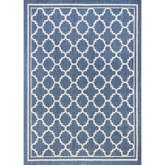 Tayse Eco Area Rug ECO1302 Transitional Blue Angled Rings 8' 9" x 12' 2" Rectangle