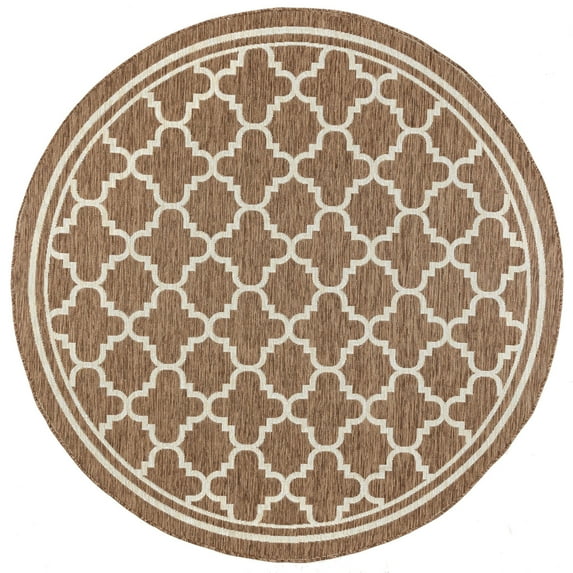 Tayse Eco Area Rug ECO1303 Transitional Gold Repeat Loops 5' 3" x 5' 3" Round