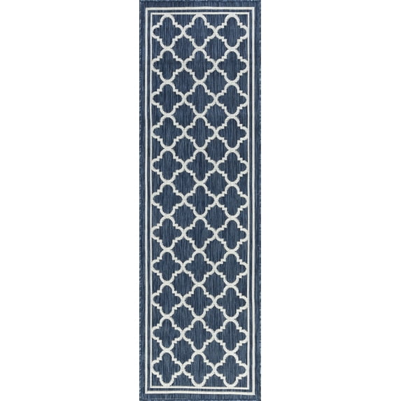 Tayse Eco Area Rug ECO1305 Transitional Navy Angled Rings 2' 2" x 7' 3" Rectangle